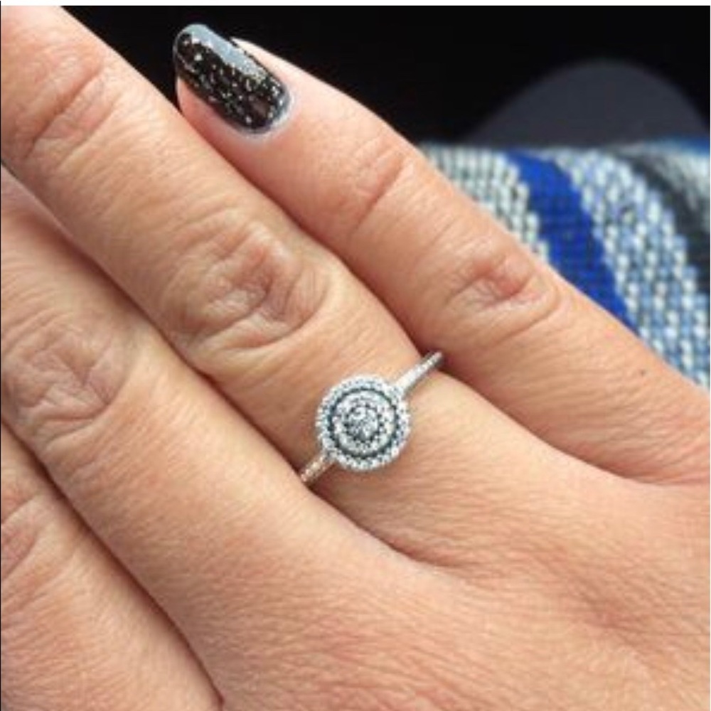 Pandora silver CZ radiant elegance ring - size 4.5